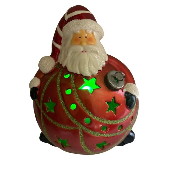Home Reflections Ceramic Santa Claus Luminary W/ Flameless Candle & Timer - Picture 6 of 10